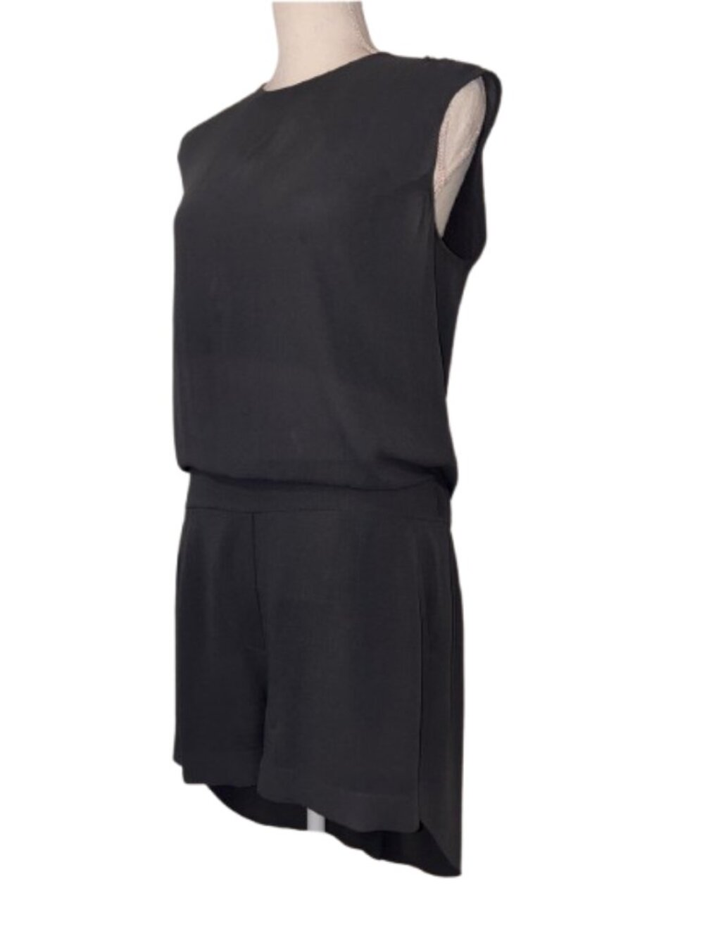 Brunello Cucinelli Large Silk Charcoal Dark Grey Romper Shorts Sleeveless stain!